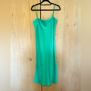 A New Day Green Slip Midi Dress Spaghetti Strap